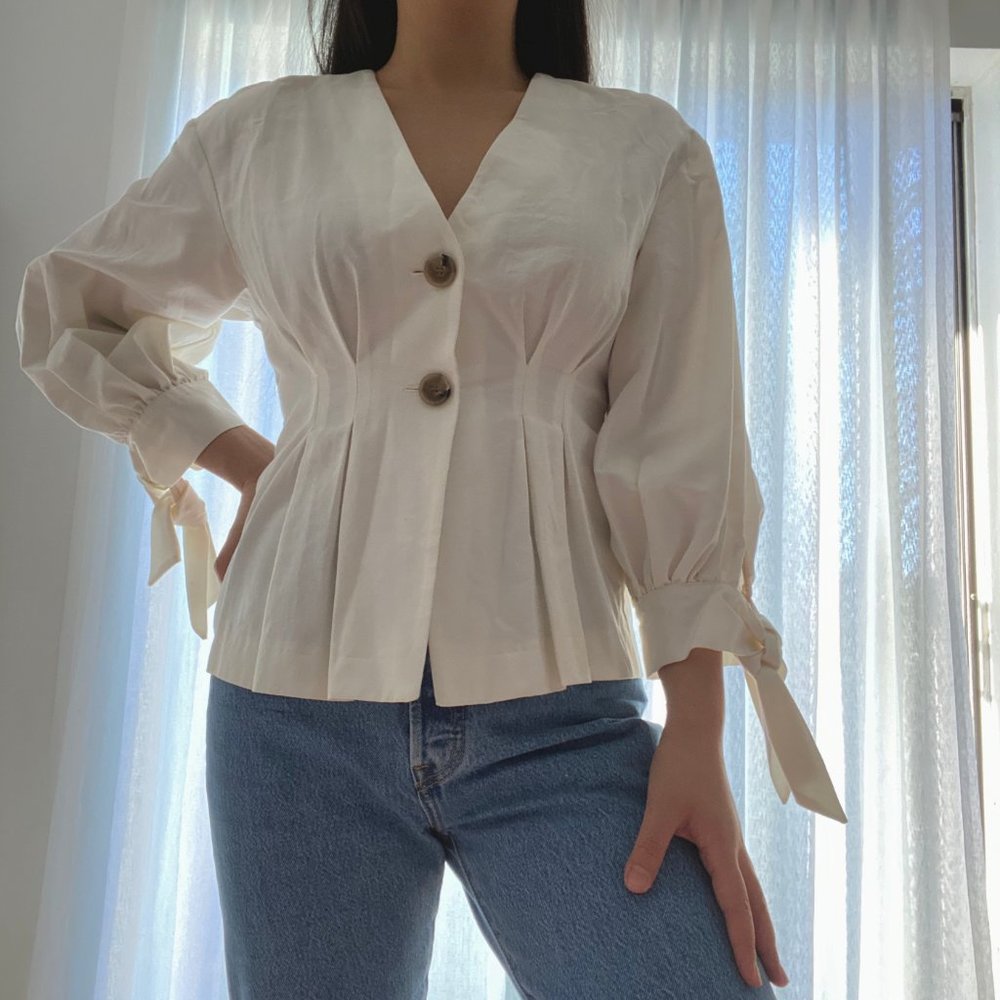 Zara White Tea Blouse - Picture 2 of 4
